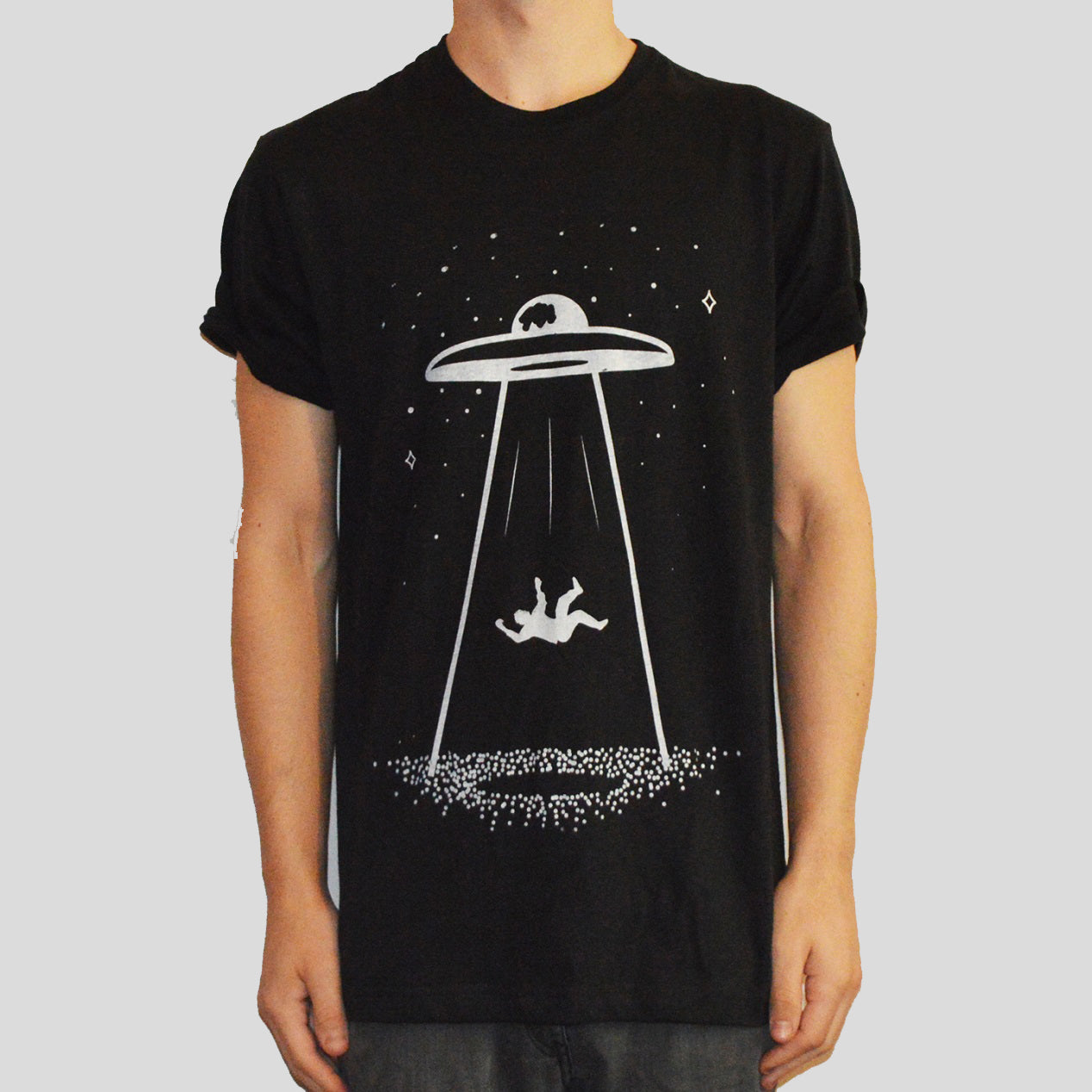 UFO Abduction Black T-shirt - Free Shipping - iimvclothing