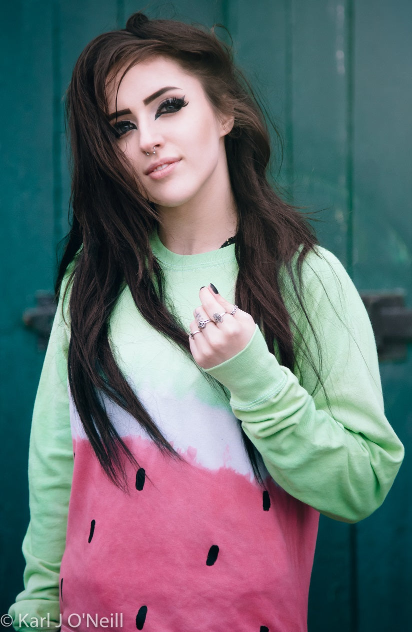 Watermelon Red/Green Tie Dye Sweatshirt - Free Shipping - iimvclothing