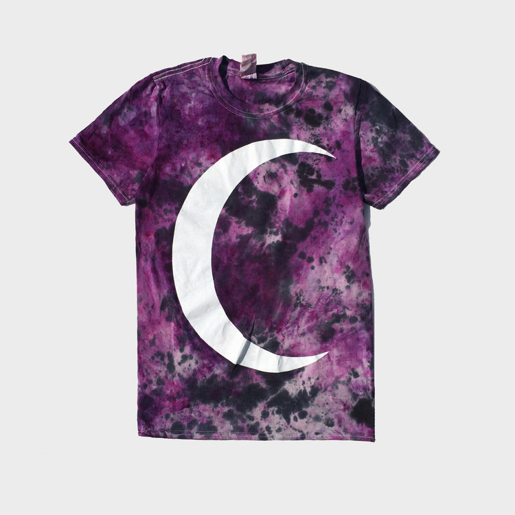 Crescent Moon Purple/Black Tie Dye T-shirt - Free Shipping - iimvclothing