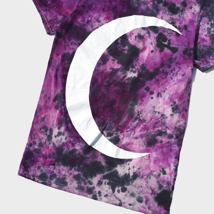 Crescent Moon Purple/Black Tie Dye T-shirt - Free Shipping - iimvclothing