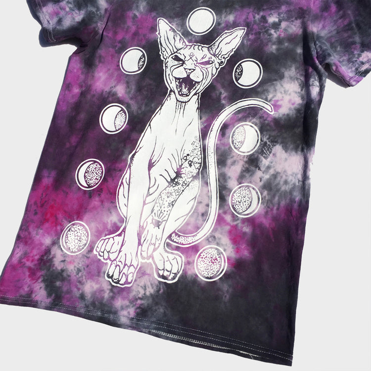 Moon Cat Purple/Black Tie Dye T-shirt - Free Shipping - iimvclothing