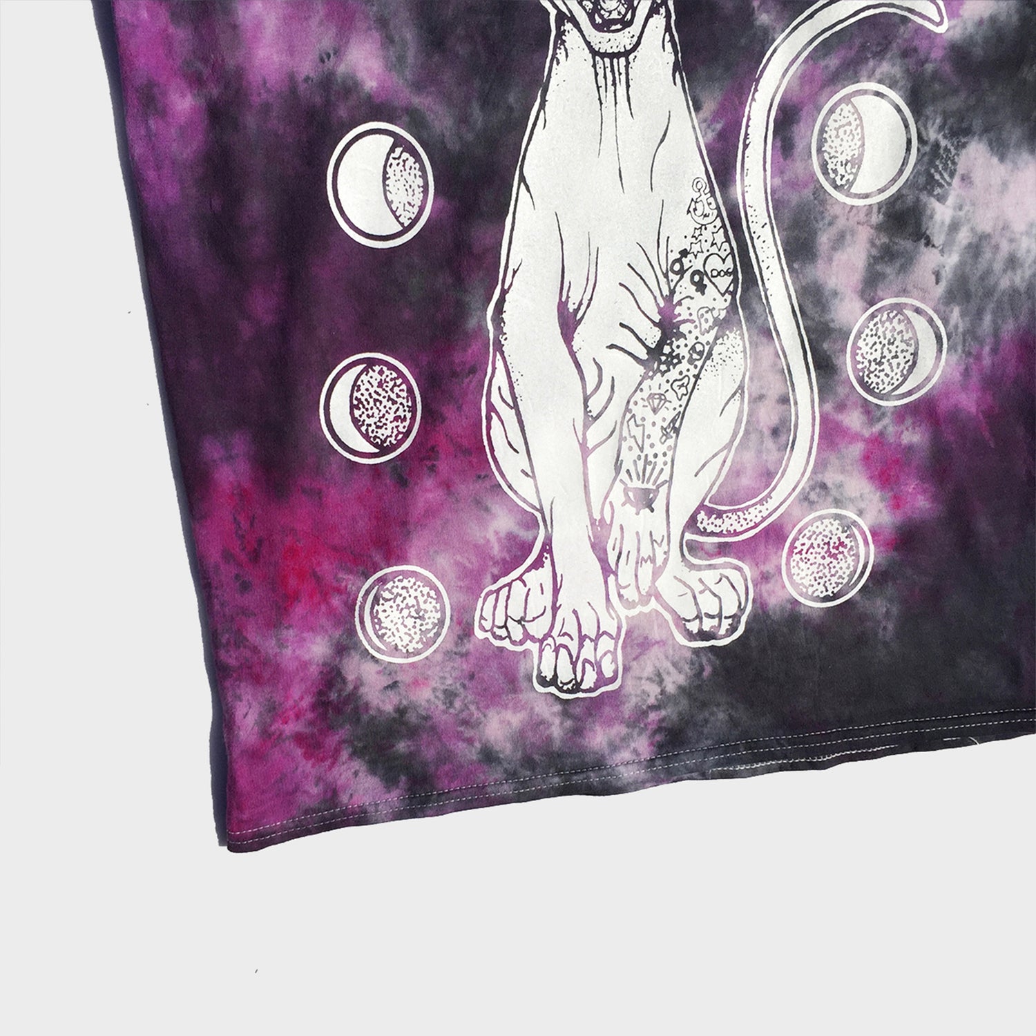 Moon Cat Purple/Black Tie Dye T-shirt - Free Shipping - iimvclothing