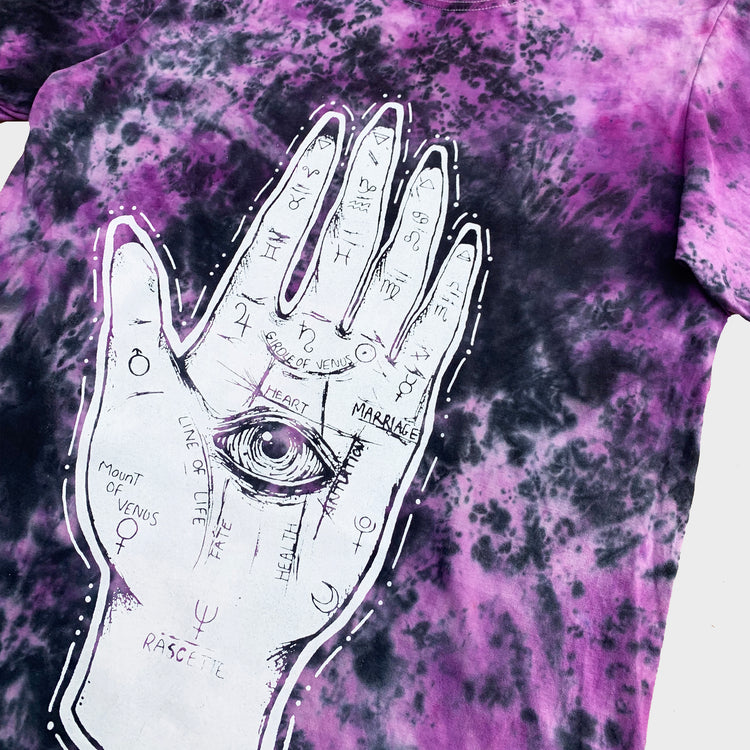 Palmistry Hand Purple/Black Tie Dye T-shirt