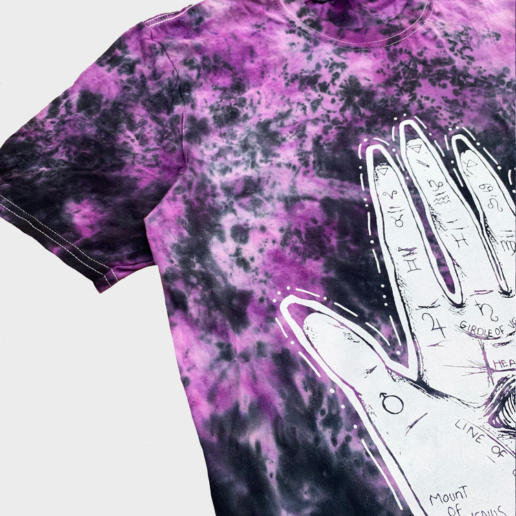 Palmistry Hand Purple/Black Tie Dye T-shirt