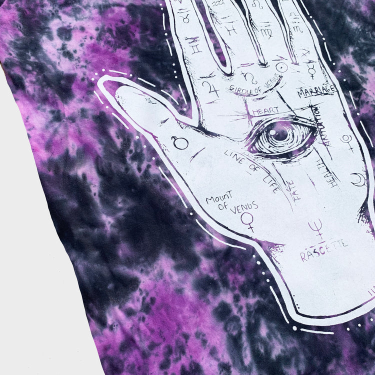 Palmistry Hand Purple/Black Tie Dye T-shirt