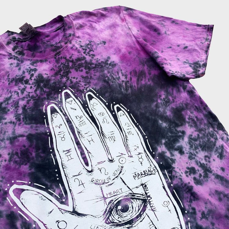 Palmistry Hand Purple/Black Tie Dye T-shirt