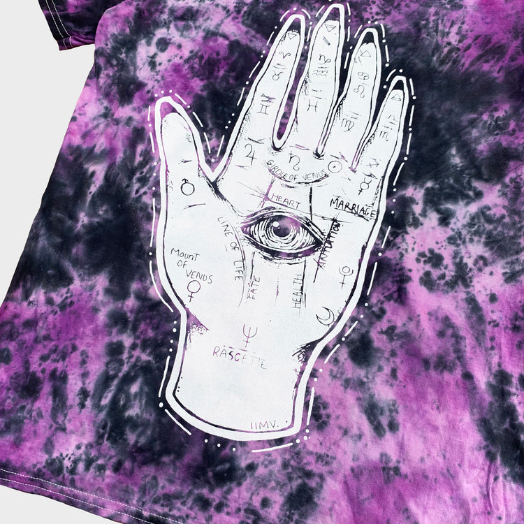 Palmistry Hand Purple/Black Tie Dye T-shirt