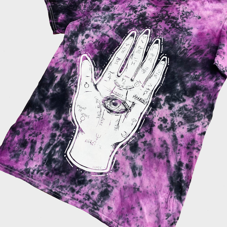 Palmistry Hand Purple/Black Tie Dye T-shirt