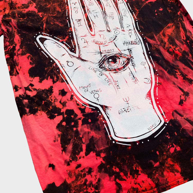 Palmistry Hand Red/Black Reverse Tie Dye T-shirt