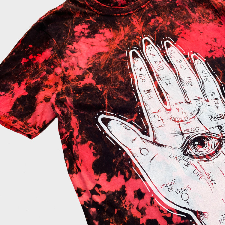Palmistry Hand Red/Black Reverse Tie Dye T-shirt
