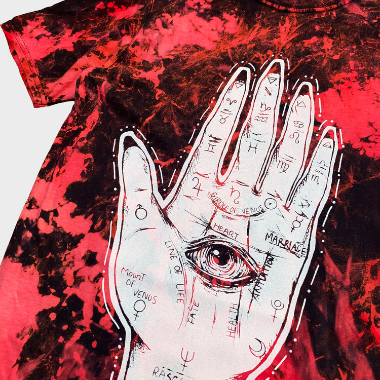 Palmistry Hand Red/Black Reverse Tie Dye T-shirt