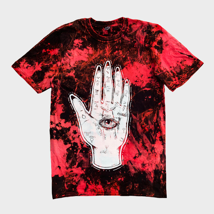 Palmistry Hand Red/Black Reverse Tie Dye T-shirt