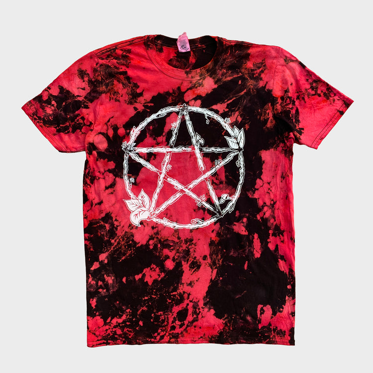 Nature Pentacle Red/Black Reverse Tie Dye T-shirt
