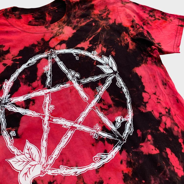 Nature Pentacle Red/Black Reverse Tie Dye T-shirt