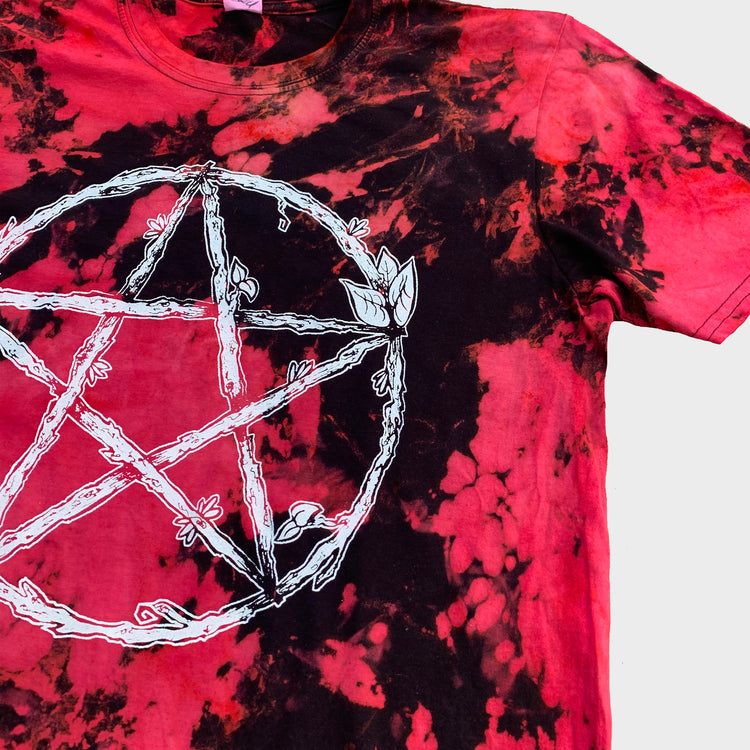 Nature Pentacle Red/Black Reverse Tie Dye T-shirt