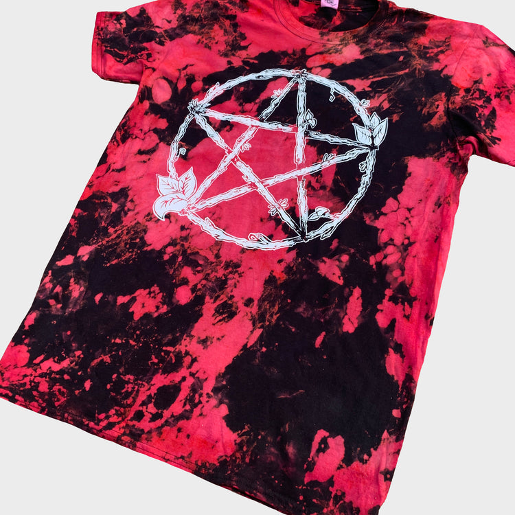 Nature Pentacle Red/Black Reverse Tie Dye T-shirt