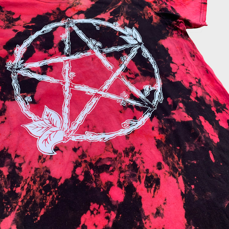 Nature Pentacle Red/Black Reverse Tie Dye T-shirt