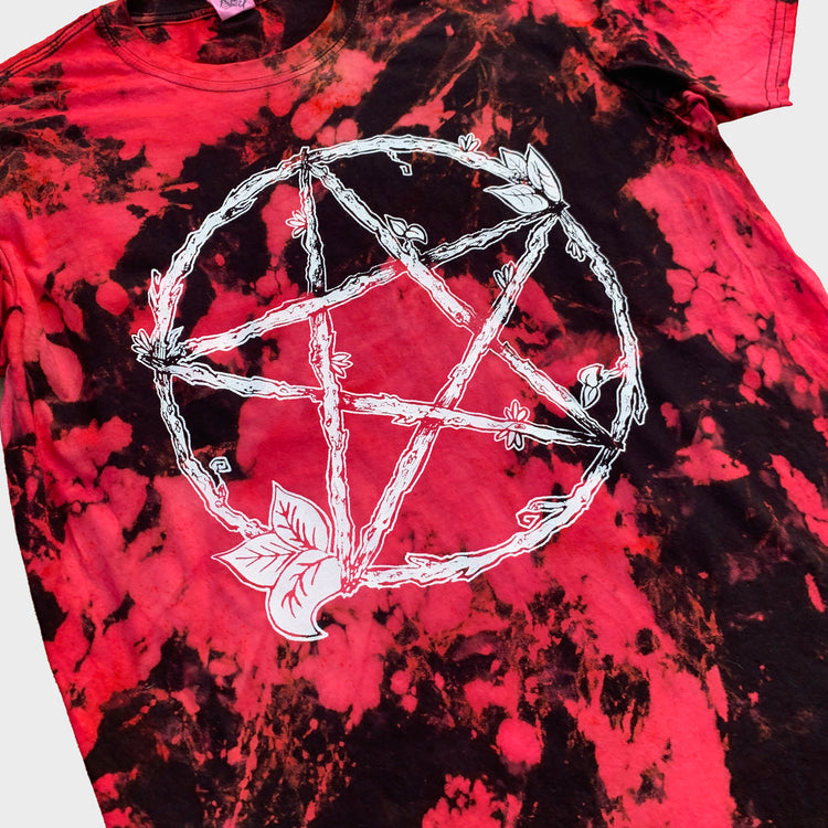 Nature Pentacle Red/Black Reverse Tie Dye T-shirt