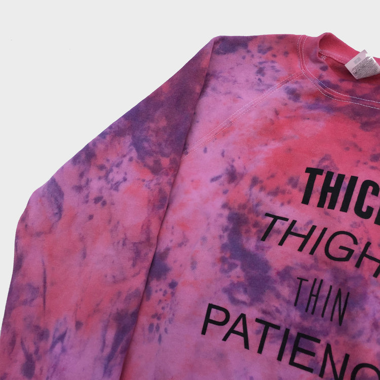 Thick Thighs Thin Patience Pink/Purple Tie Dye Sweatshirt - Free Shipping - iimvclothing