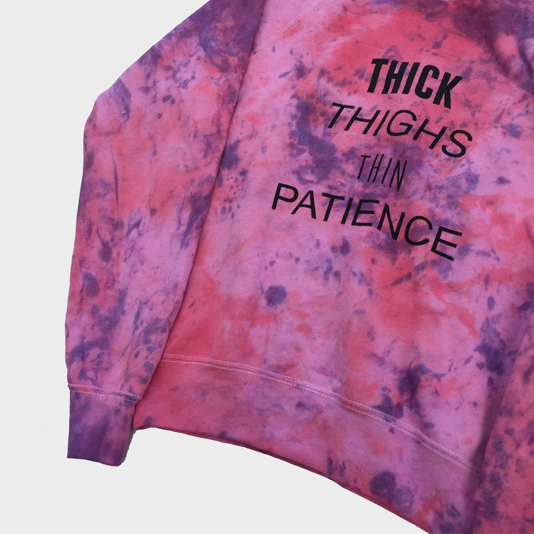 Thick Thighs Thin Patience Pink/Purple Tie Dye Sweatshirt - Free Shipping - iimvclothing