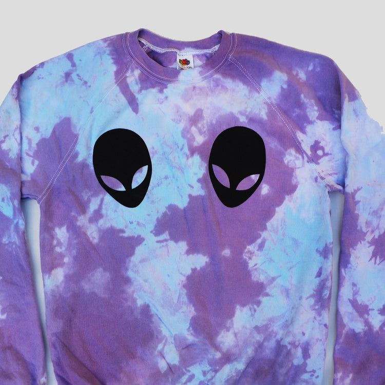 Alien Boobs Purple/Blue Tie Dye Sweatshirt - Free Shipping - iimvclothing