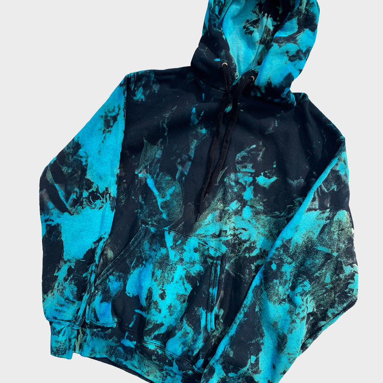 Blue/Black Reverse Tie Dye Hoodie - Free Shipping - iimvclothing