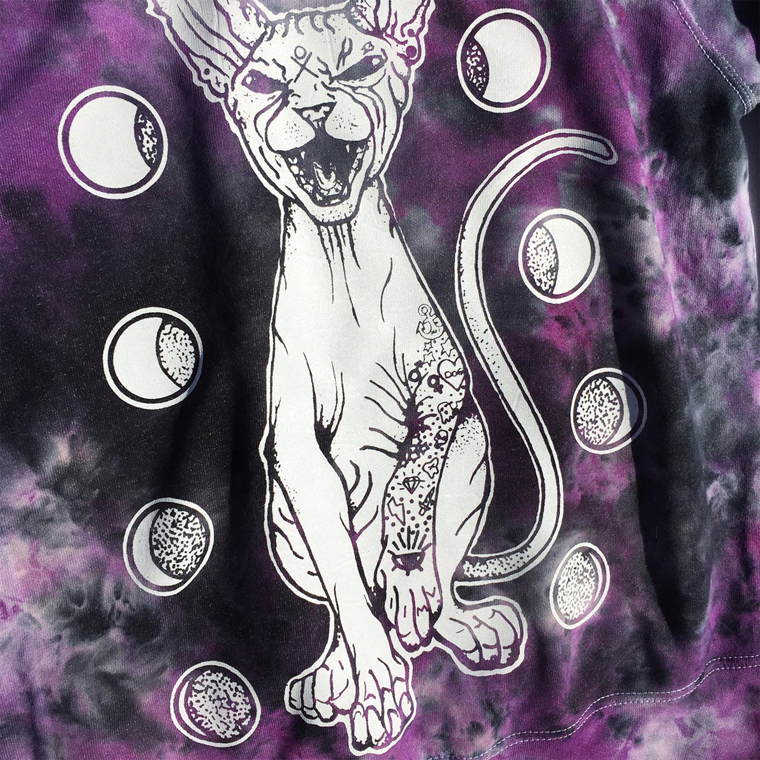 Moon Cat Purple/Black Tie Dye Sweatshirt - Free Shipping - iimvclothing
