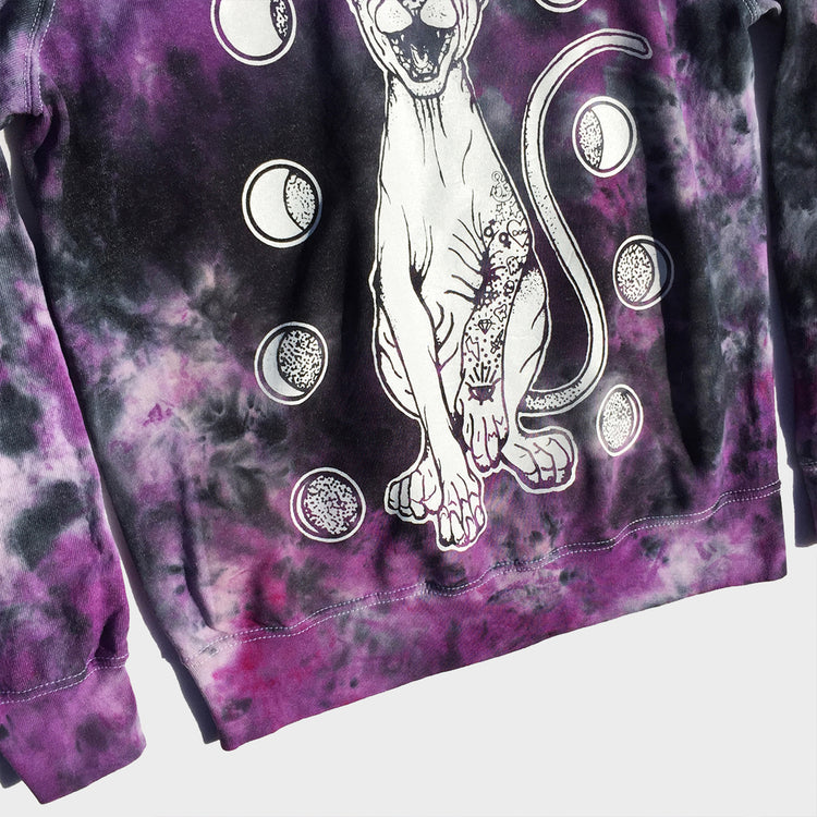 Moon Cat Purple/Black Tie Dye Sweatshirt - Free Shipping - iimvclothing