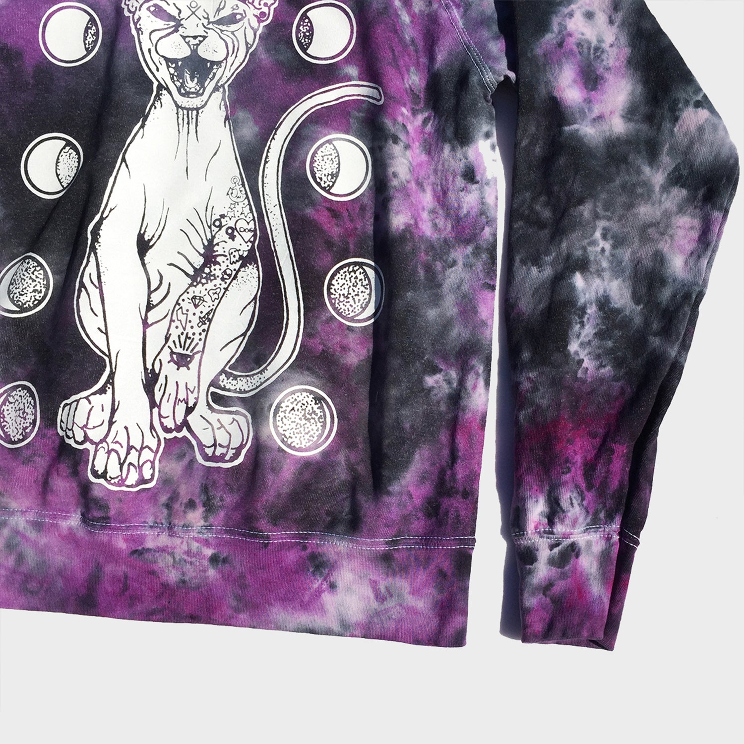 Moon Cat Purple/Black Tie Dye Sweatshirt - Free Shipping - iimvclothing