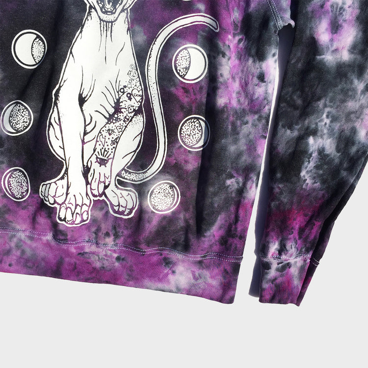 Moon Cat Purple/Black Tie Dye Sweatshirt - Free Shipping - iimvclothing
