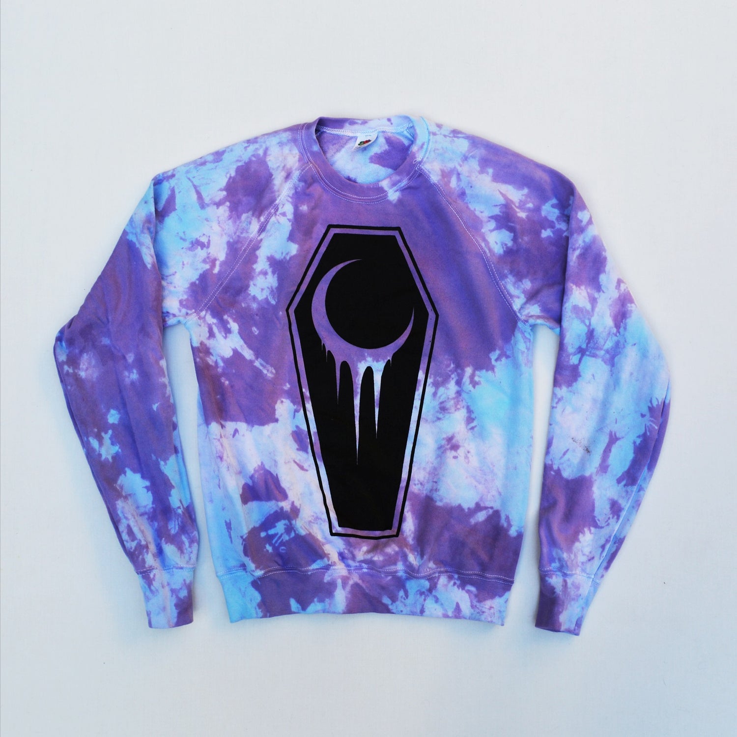Crescent Coffin Purple/Blue Tie Dye Sweatshirt - Free Shipping - iimvclothing