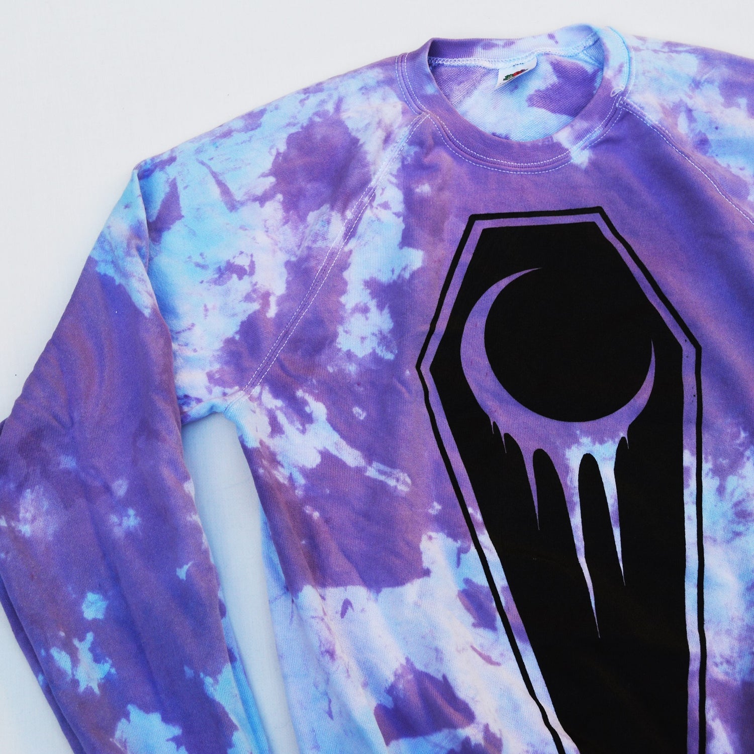 Crescent Coffin Purple/Blue Tie Dye Sweatshirt - Free Shipping - iimvclothing