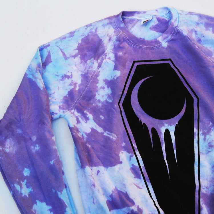 Crescent Coffin Purple/Blue Tie Dye Sweatshirt - Free Shipping - iimvclothing