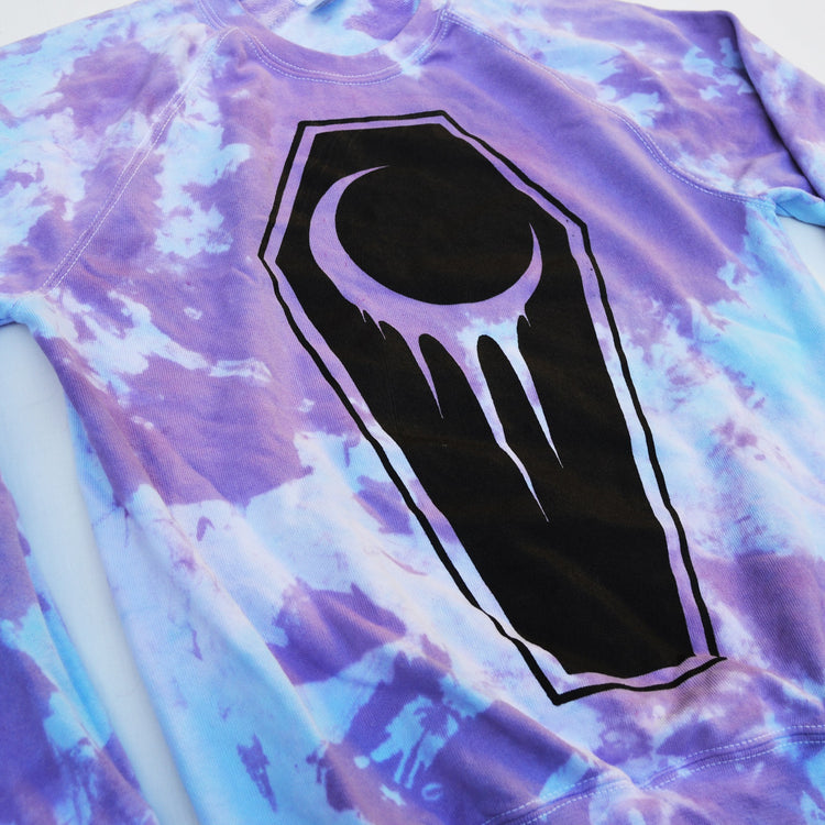 Crescent Coffin Purple/Blue Tie Dye Sweatshirt - Free Shipping - iimvclothing