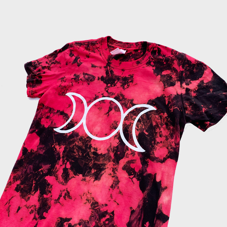 Mother Maiden Crone Red/Black Reverse Tie Dye T-shirt - Free Shipping - iimvclothing