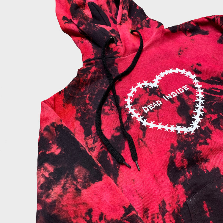 Dead Inside Red/Black Reverse Tie Dye Hoodie