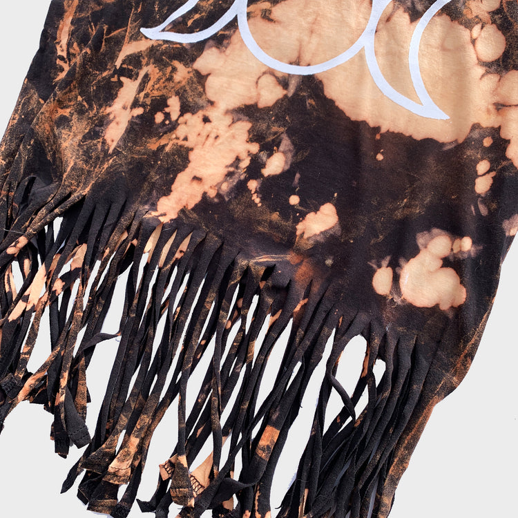 Mother Maiden Crone Acid Burned Tie Dye Fringed Crop Top - Free Shipping - iimvclothing