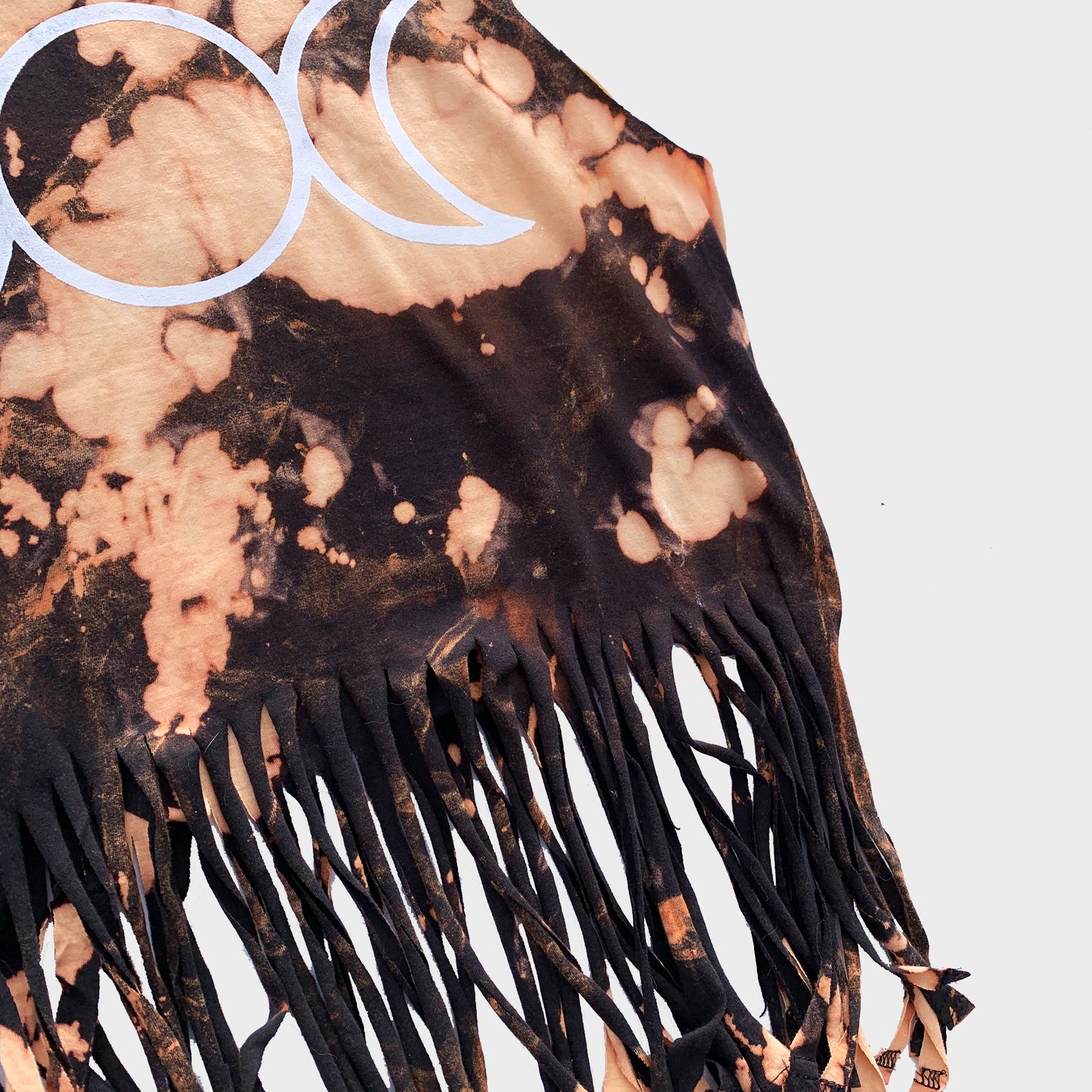 Mother Maiden Crone Acid Burned Tie Dye Fringed Crop Top - Free Shipping - iimvclothing