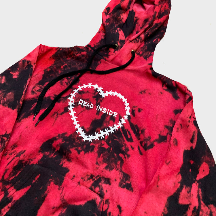 Dead Inside Red/Black Reverse Tie Dye Hoodie