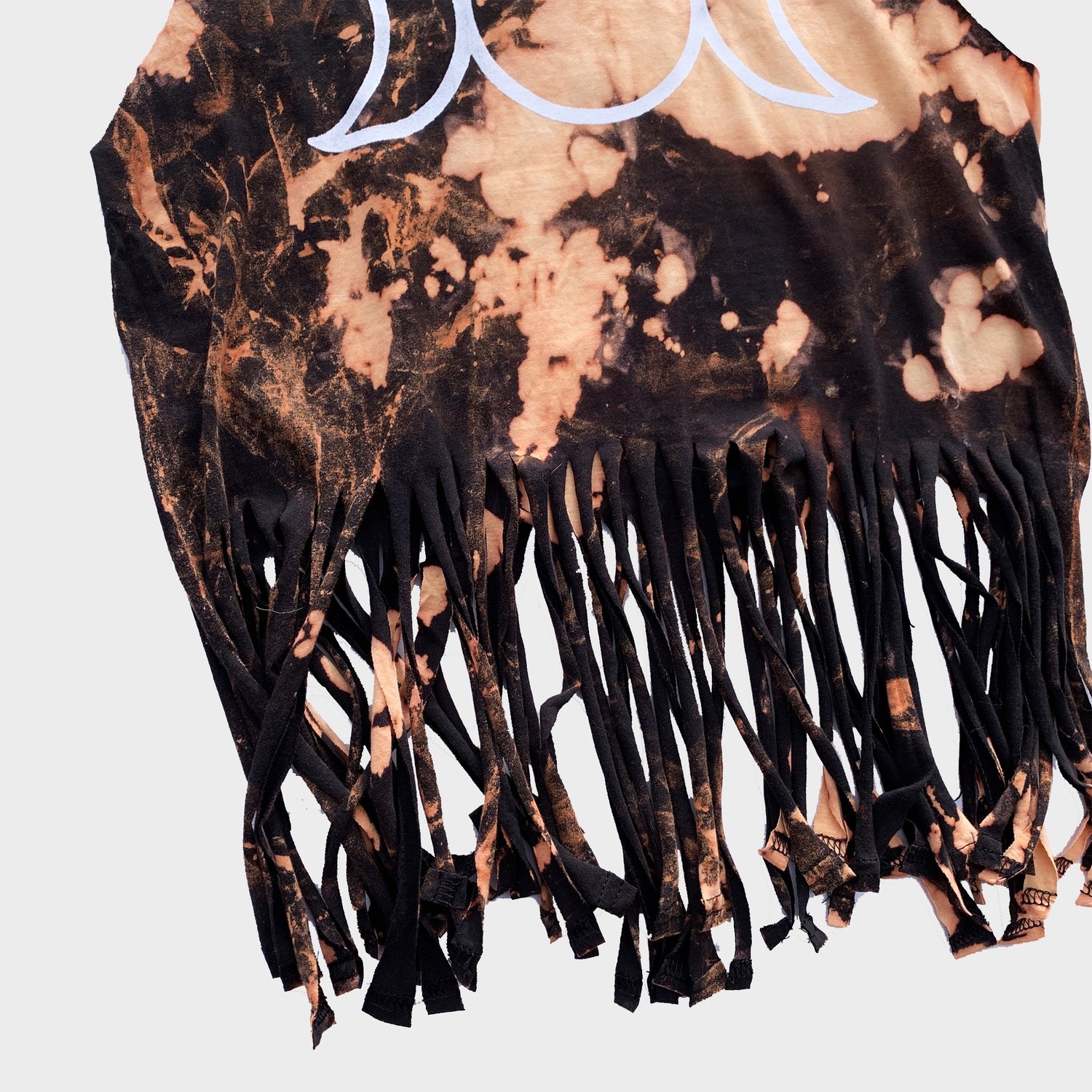 Mother Maiden Crone Acid Burned Tie Dye Fringed Crop Top - Free Shipping - iimvclothing