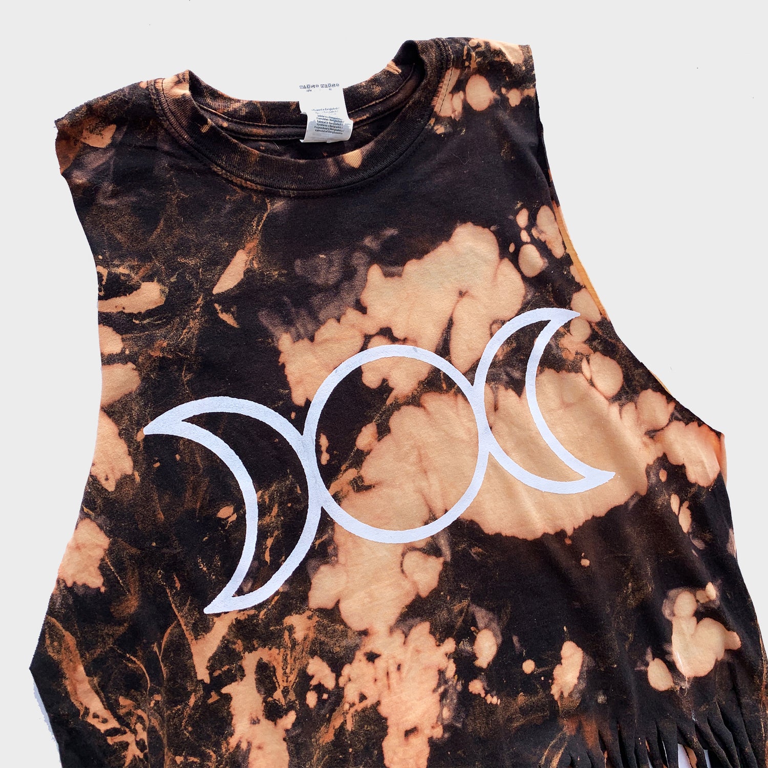 Mother Maiden Crone Acid Burned Tie Dye Fringed Crop Top - Free Shipping - iimvclothing