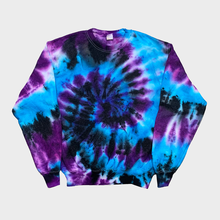 Blue/Purple/Black Spiral Tie Dye Sweatshirt