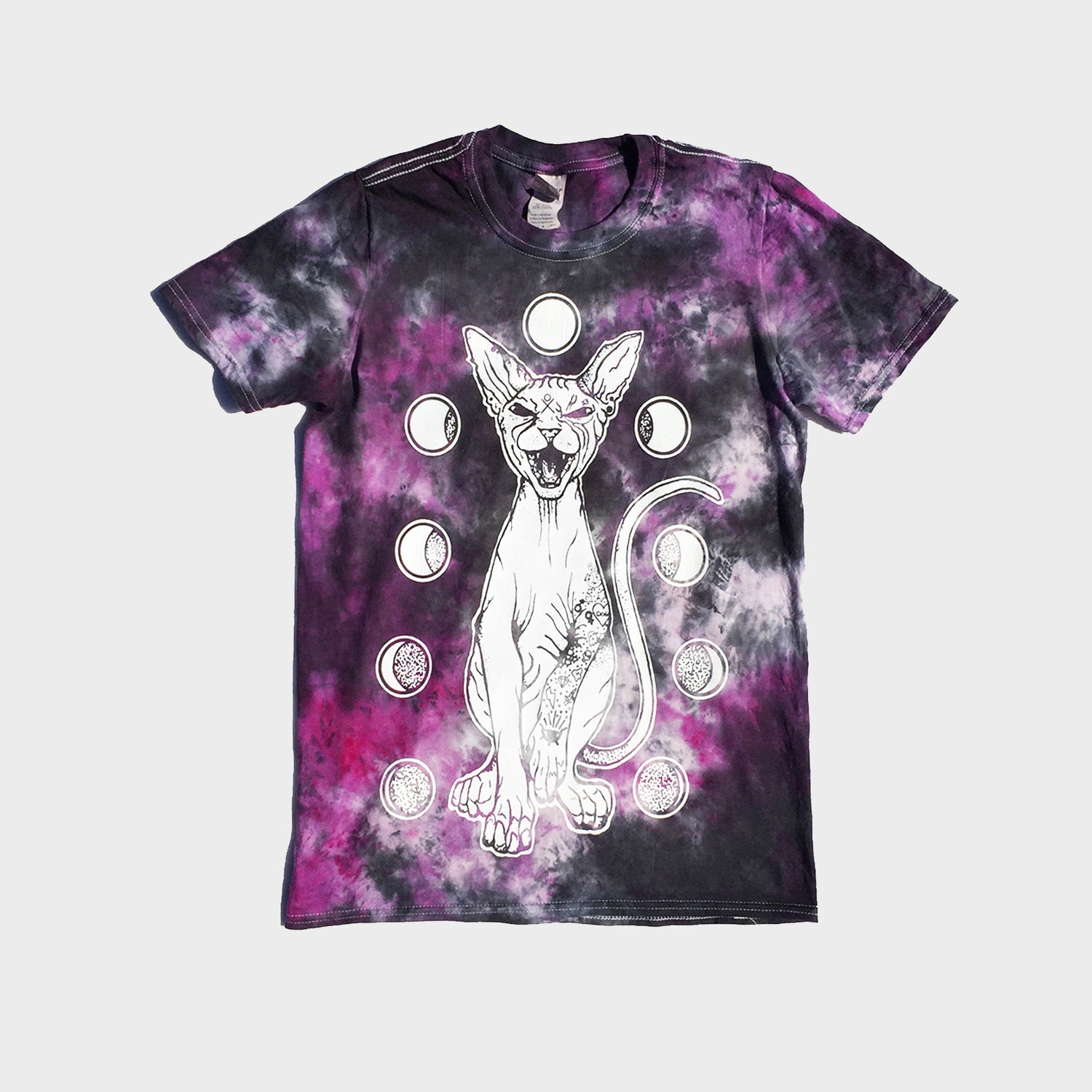 Moon Cat Purple/Black Tie Dye T-shirt - Free Shipping - iimvclothing