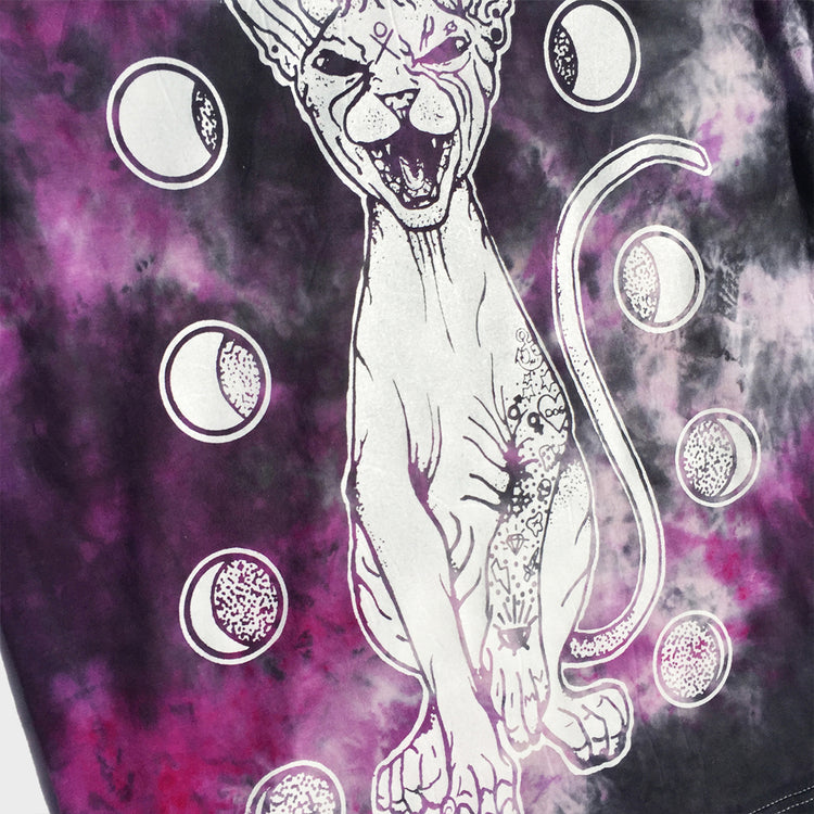 Moon Cat Purple/Black Tie Dye T-shirt - Free Shipping - iimvclothing