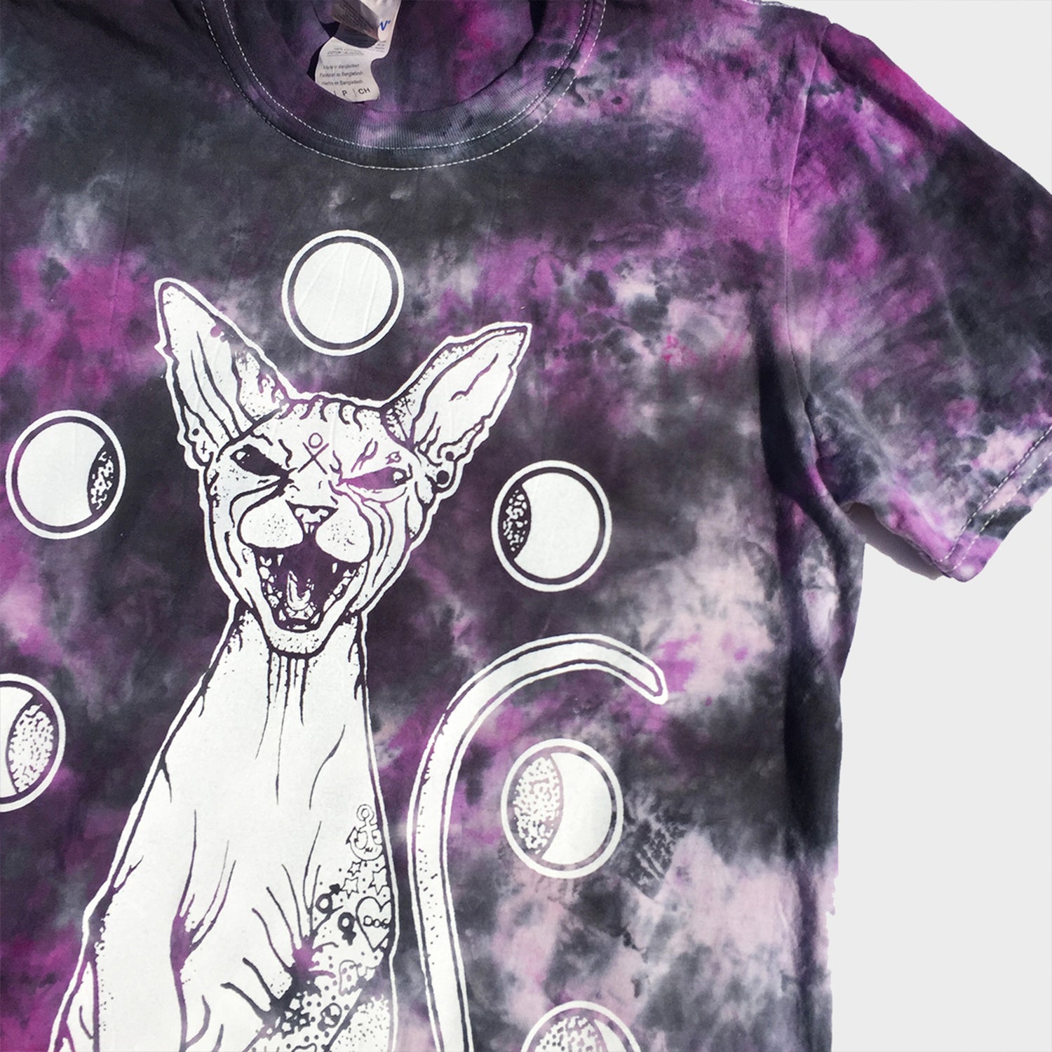 Moon Cat Purple/Black Tie Dye T-shirt - Free Shipping - iimvclothing