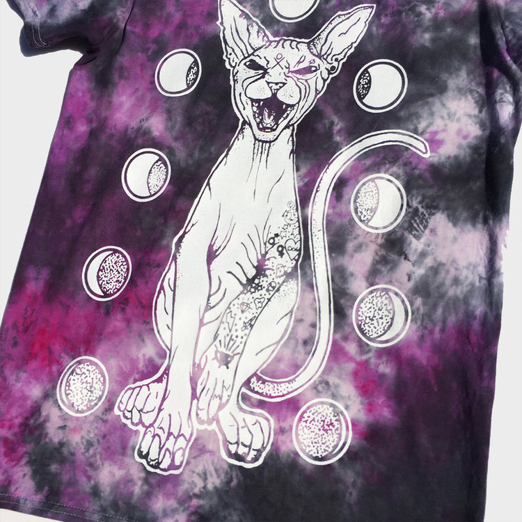 Moon Cat Purple/Black Tie Dye T-shirt - Free Shipping - iimvclothing