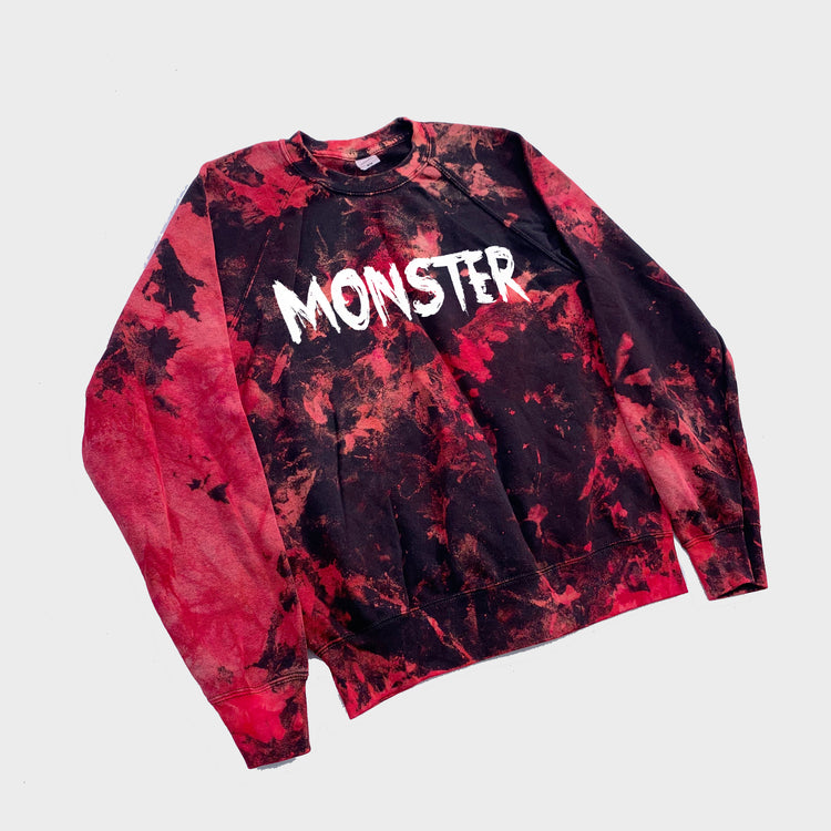 Monster Red/Black Reverse Tie Dye Sweatshirt - Free Shipping - iimvclothing