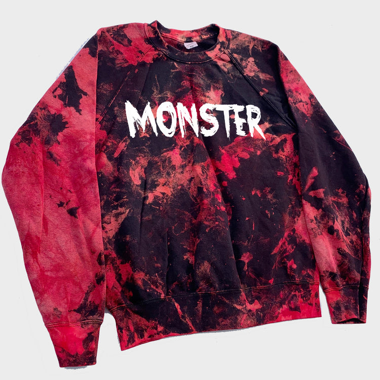 Monster Red/Black Reverse Tie Dye Sweatshirt - Free Shipping - iimvclothing
