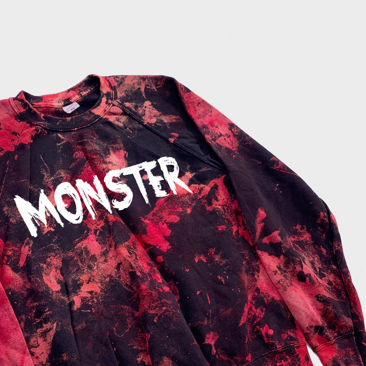 Monster Red/Black Reverse Tie Dye Sweatshirt - Free Shipping - iimvclothing