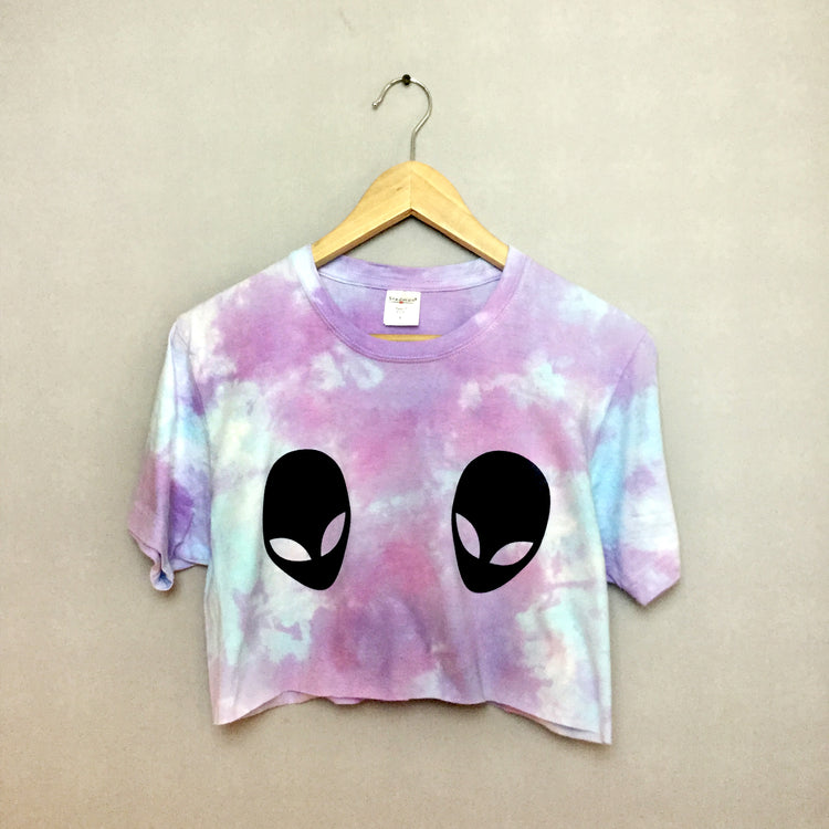 Alien Boobs Purple/Blue Tie Dye Crop Top - Free Shipping - iimvclothing